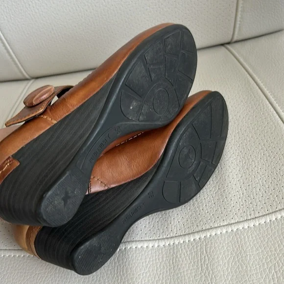 Pikolinos Mary Jane Cognac Leather Wedge Shoes Size 38 - Picture 7 of 10